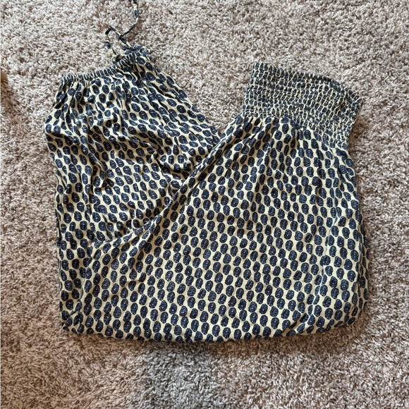 Urban Outfitters Pants - Urban Outfitters Blue and Tan Smocked Balloon Bottoms